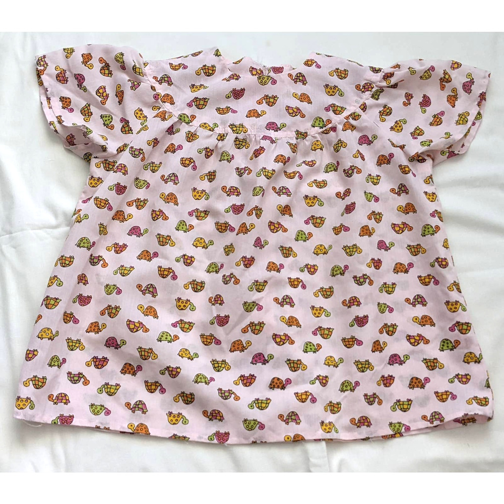 Vintage Handmade Turtle Peasant Top - Pink